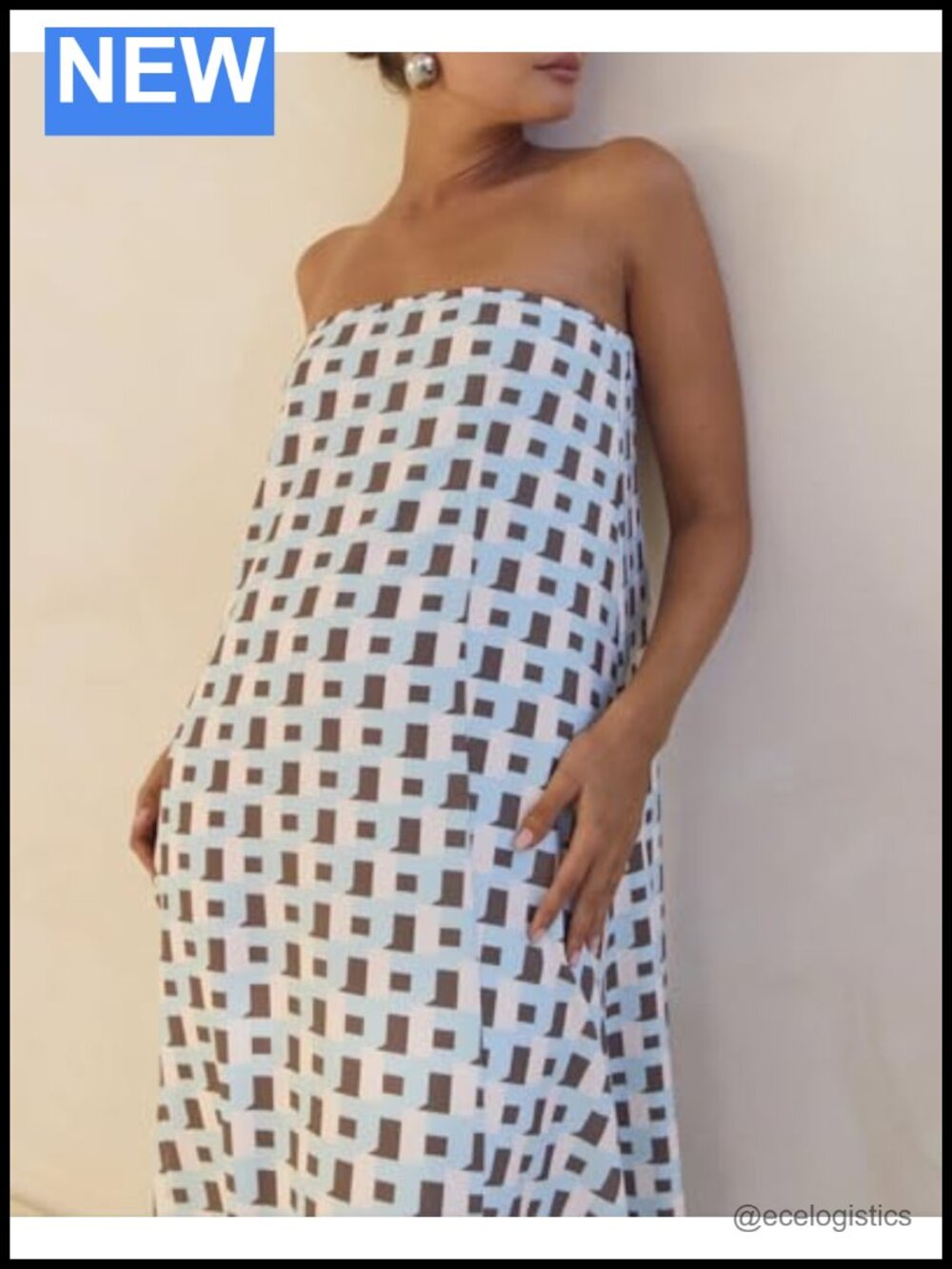 Women's Boho Strapless Maxi Dress, Print Off Shoulder Flowy Hem Loose Tube Long - Picture 4 of 4